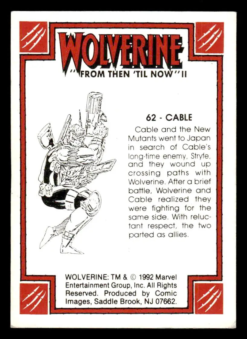 1992 Comic Images Wolverine From Then ’Til Now II #62 Cable - Comic Book