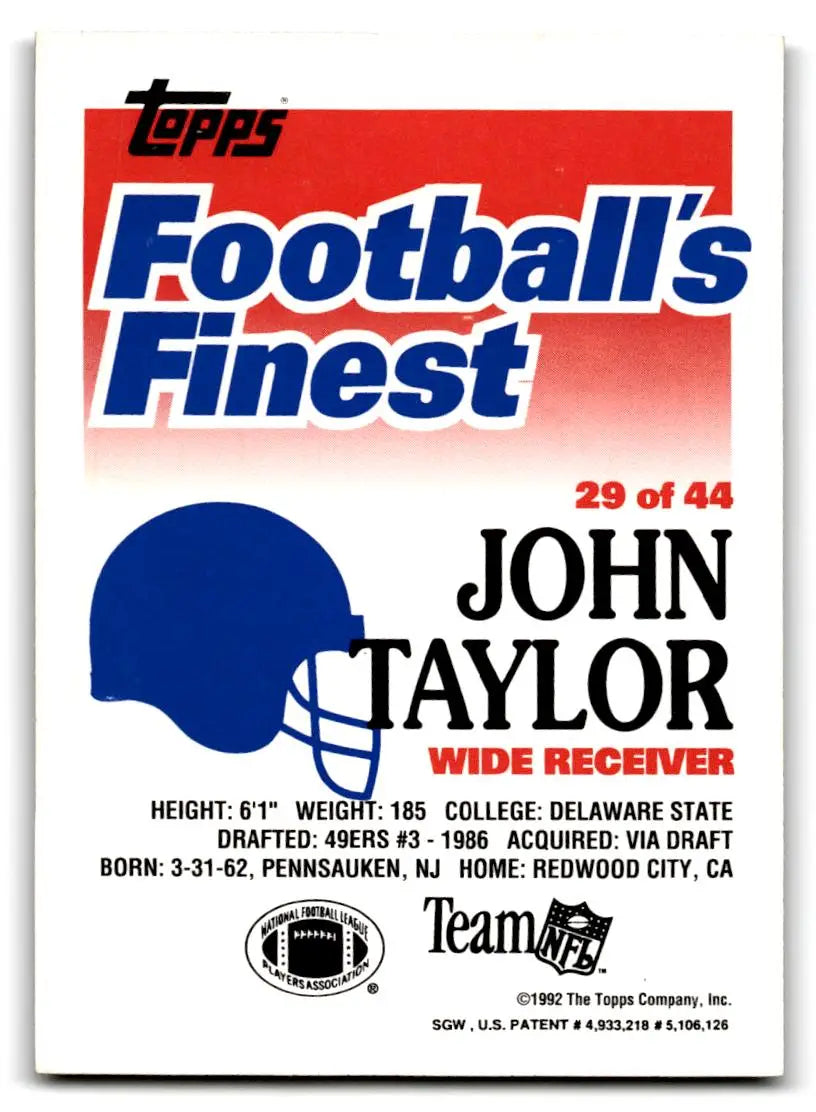 1992 Finest #29 John Taylor - Football Card Single