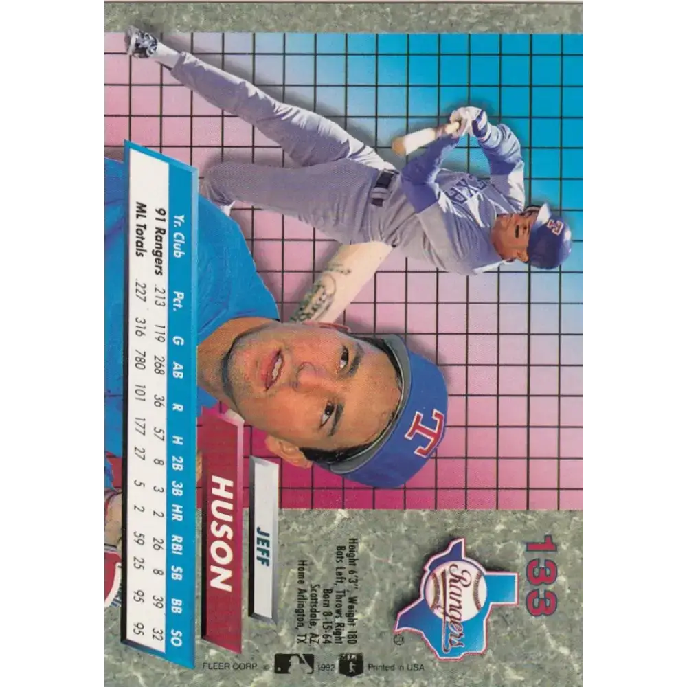 1992 Fleer Ultra #133 Jeff Huson NM-MT Texas Rangers Baseball Card - Baseball Card Single