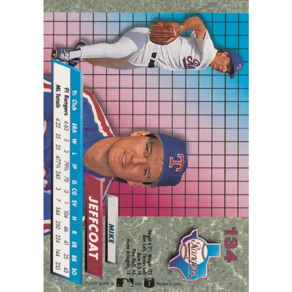 1992 Fleer Ultra #134 Mike Jeffcoat NM-MT Texas Rangers Baseball Card - Baseball Card Single