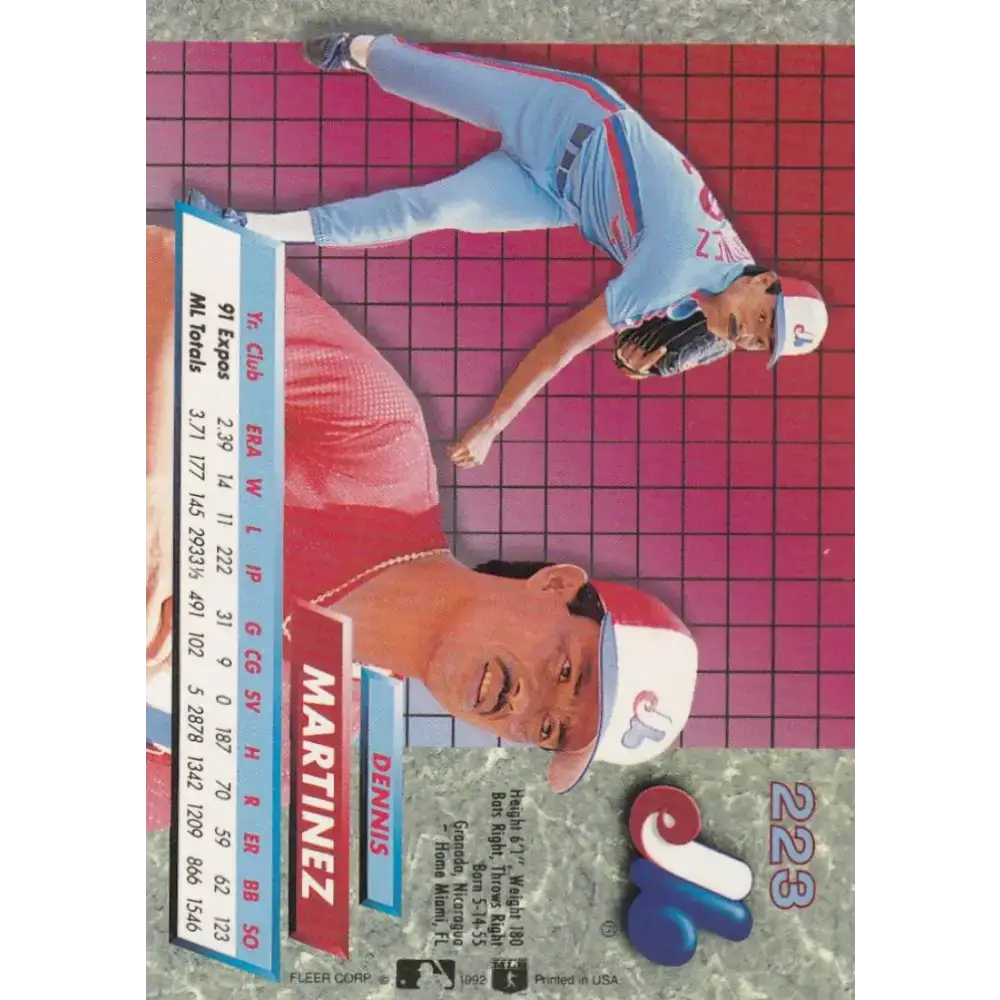 1992 Fleer Ultra #223 Dennis Martinez NM-MT Montreal Expos Baseball Card - Baseball Card Single