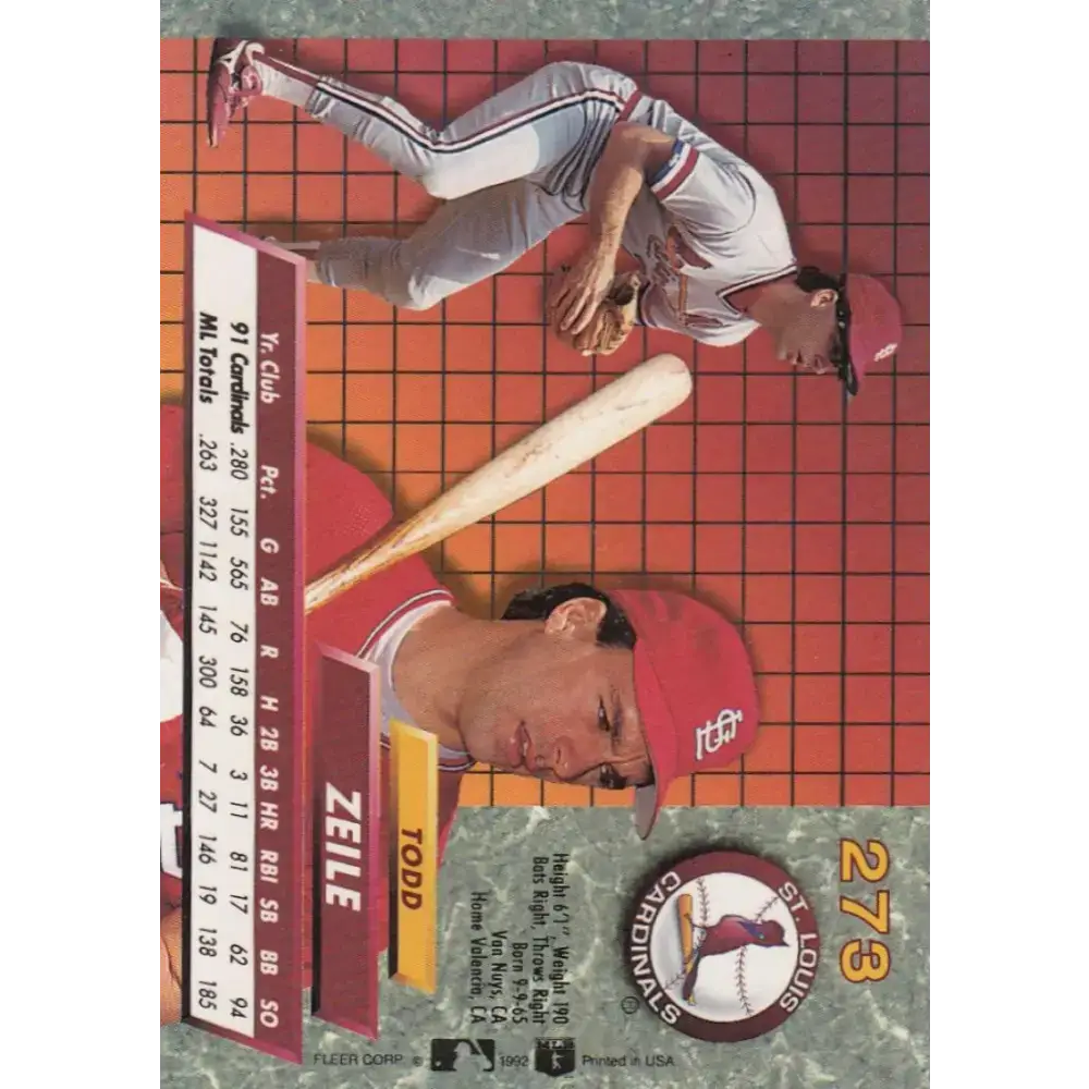 1992 Fleer Ultra #273 Todd Zeile NM-MT St. Louis Cardinals Baseball Card - Baseball Card Single