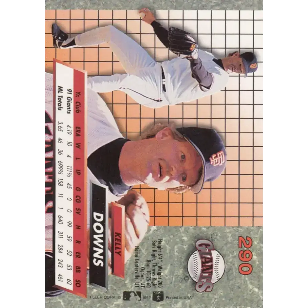 1992 Fleer Ultra #290 Kelly Downs NM-MT San Francisco Giants Baseball Card - Baseball Card Single