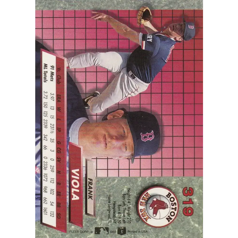 1992 Fleer Ultra #319 Frank Viola NM-MT Boston Red Sox Baseball Card - Baseball Card Single