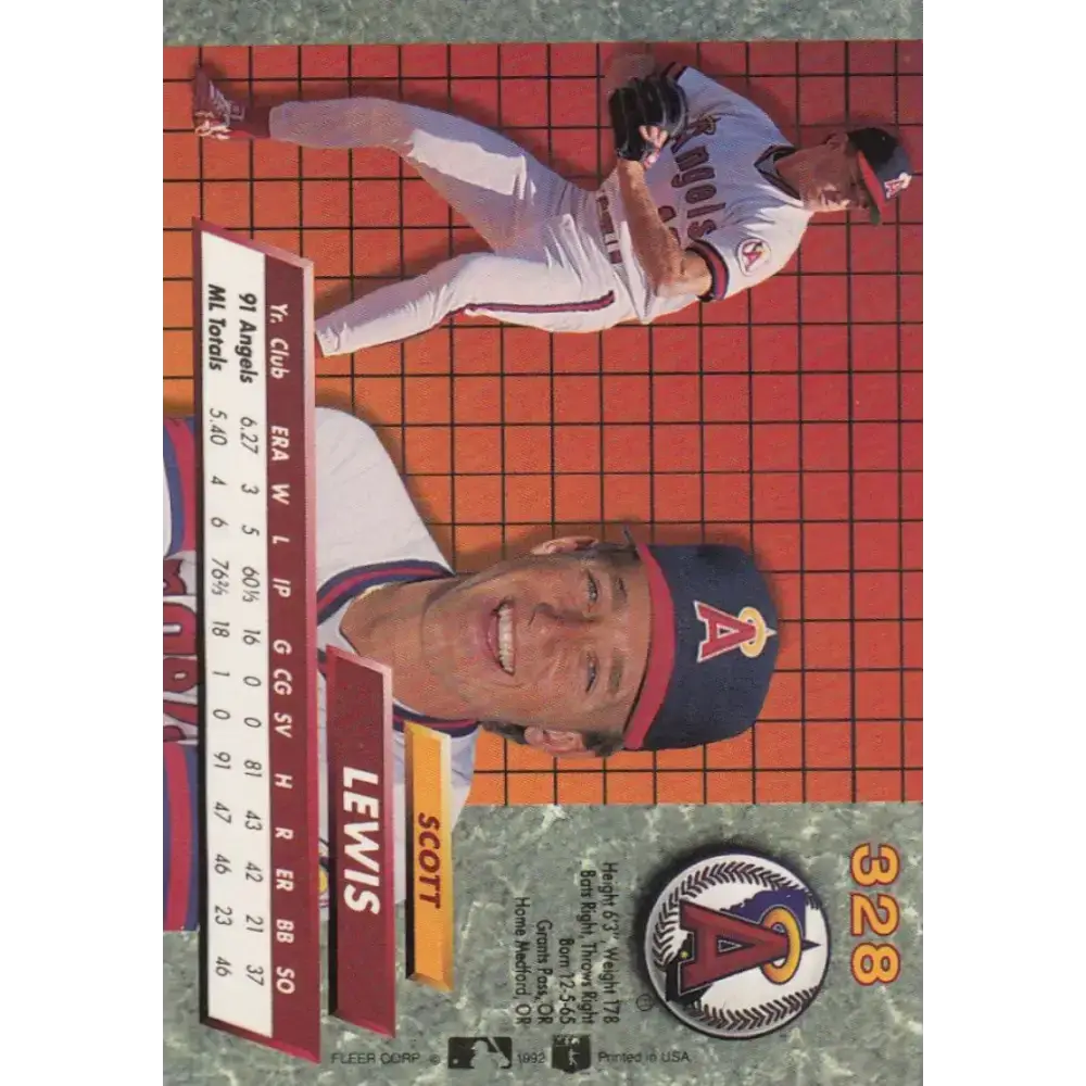 1992 Fleer Ultra #328 Scott Lewis NM-MT California Angels Baseball Card - Baseball Card Single