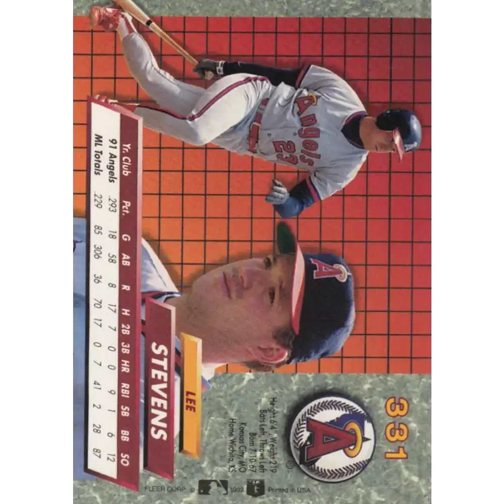 1992 Fleer Ultra #331 Lee Stevens NM-MT California Angels Baseball Card - Baseball Card Single