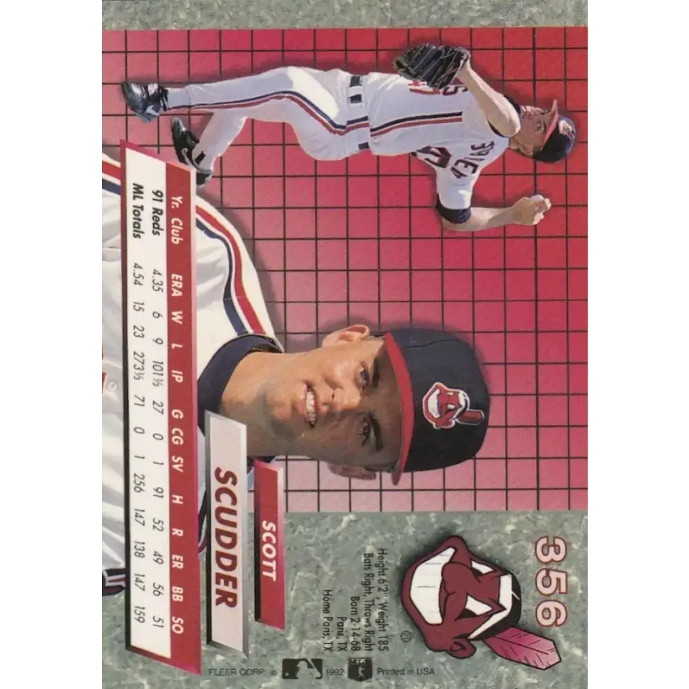 1992 Fleer Ultra #356 Scott Scudder NM-MT Cleveland Indians Baseball Card - Baseball Card Single