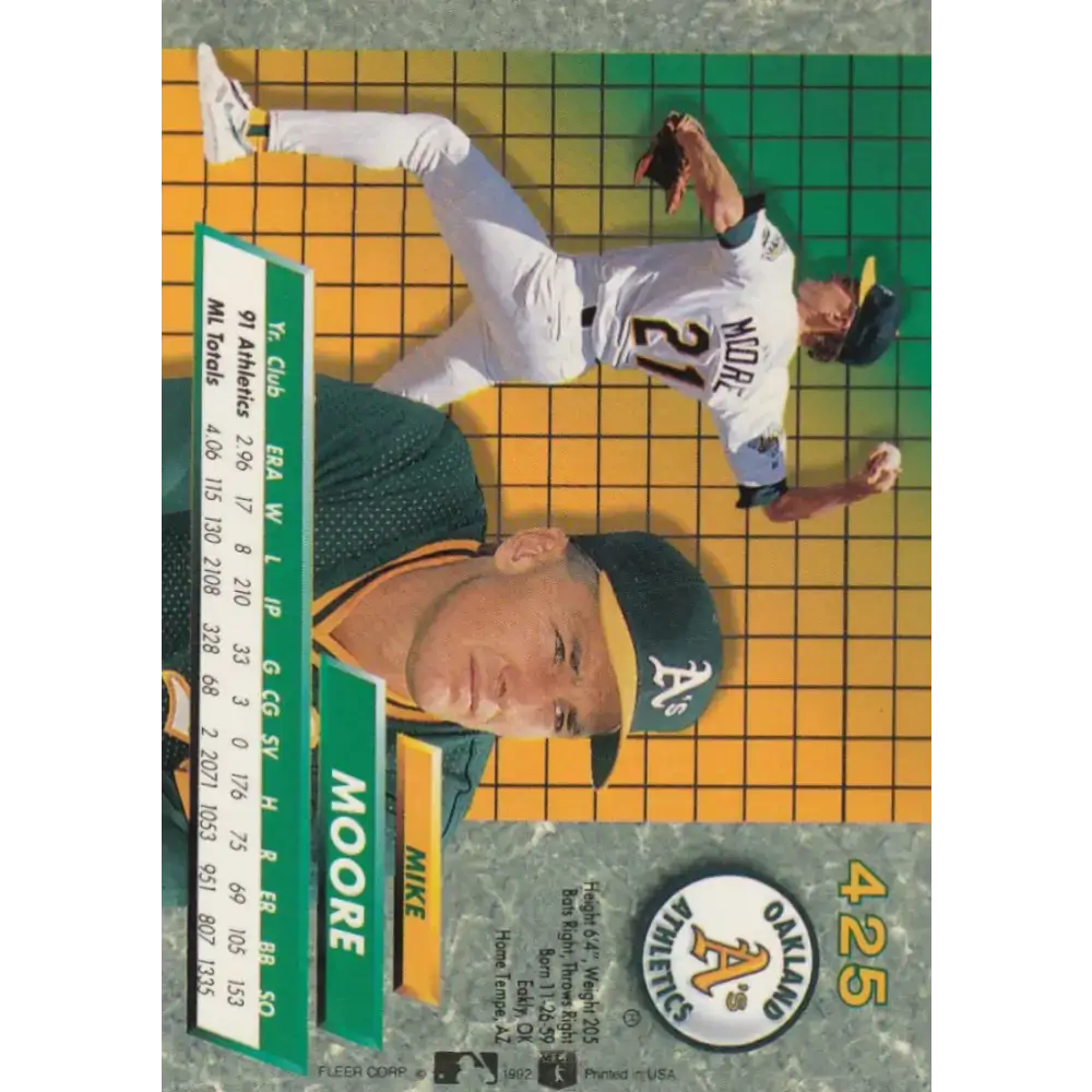 1992 Fleer Ultra #425 Mike Moore NM-MT Oakland Athletics Baseball Card - Baseball Card Single