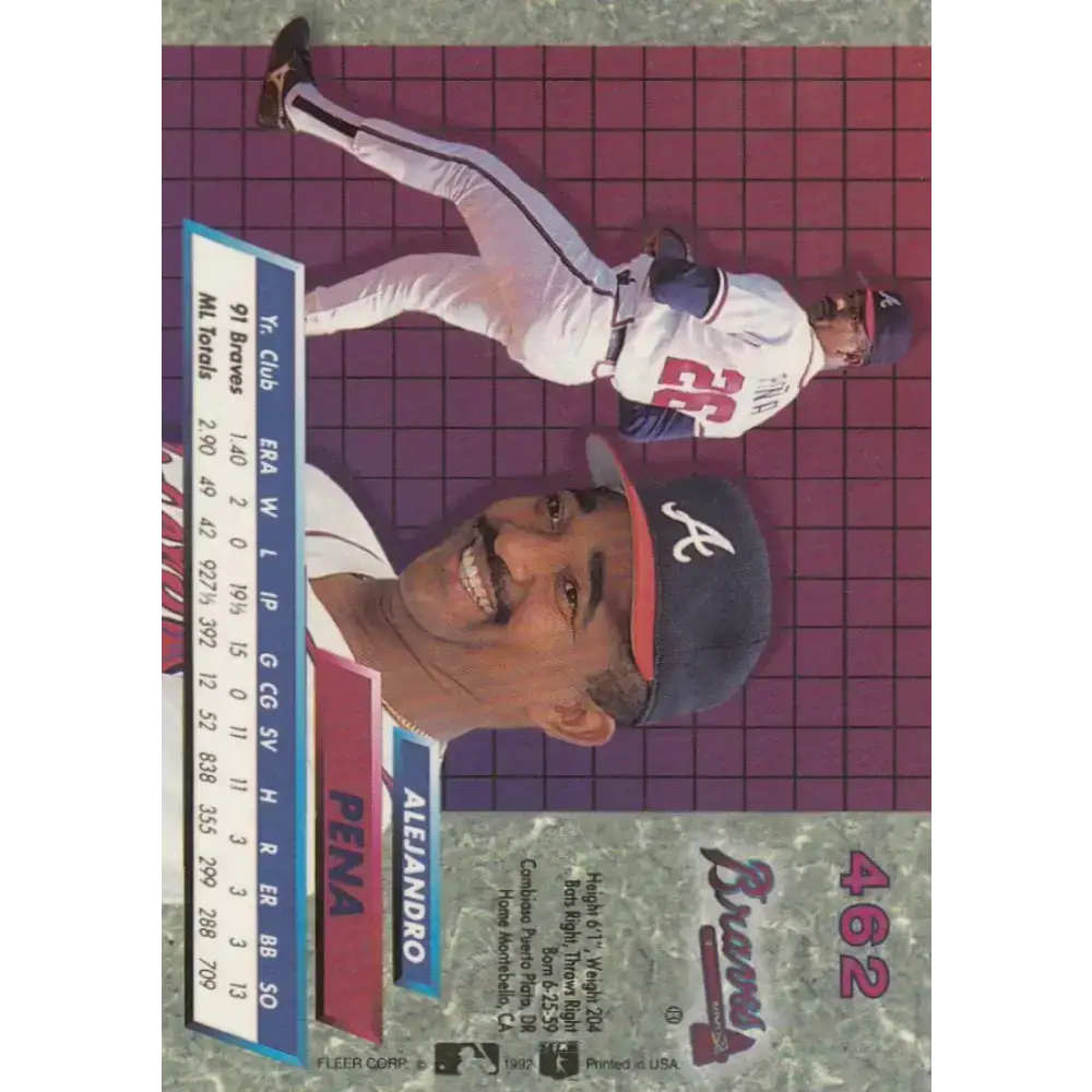 1992 Fleer Ultra #462 Alejandro Pena NM-MT Atlanta Braves Baseball Card - Baseball Card Single