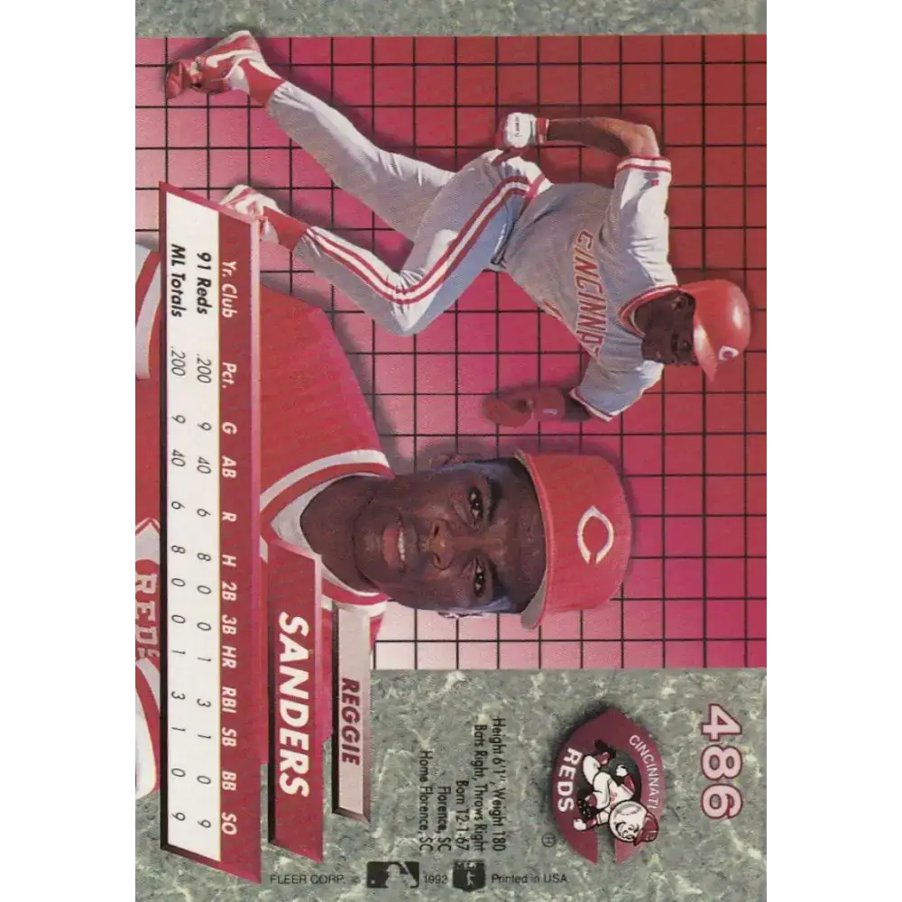 1992 Fleer Ultra #486 Reggie Sanders NM-MT Cincinnati Reds Baseball Card - Baseball Card Single