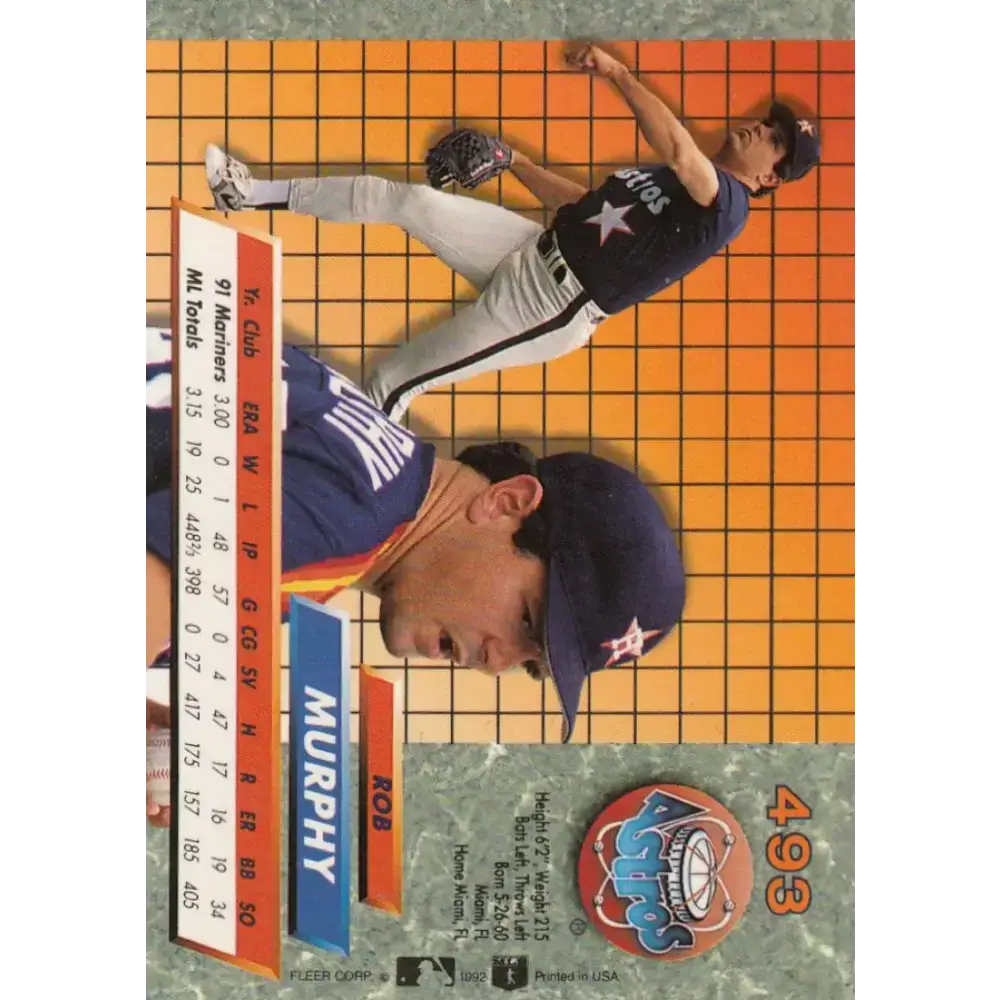 1992 Fleer Ultra #493 Rob Murphy NM-MT Houston Astros Baseball Card - Baseball Card Single