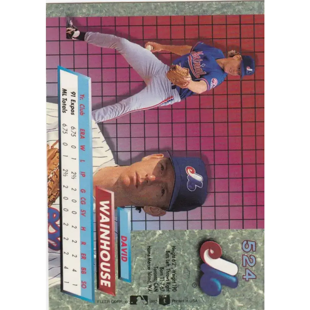1992 Fleer Ultra #524 Dave Wainhouse NM-MT Montreal Expos Baseball Card - Baseball Card Single