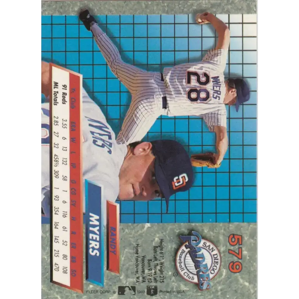 1992 Fleer Ultra #579 Randy Myers NM-MT San Diego Padres Baseball Card - Baseball Card Single