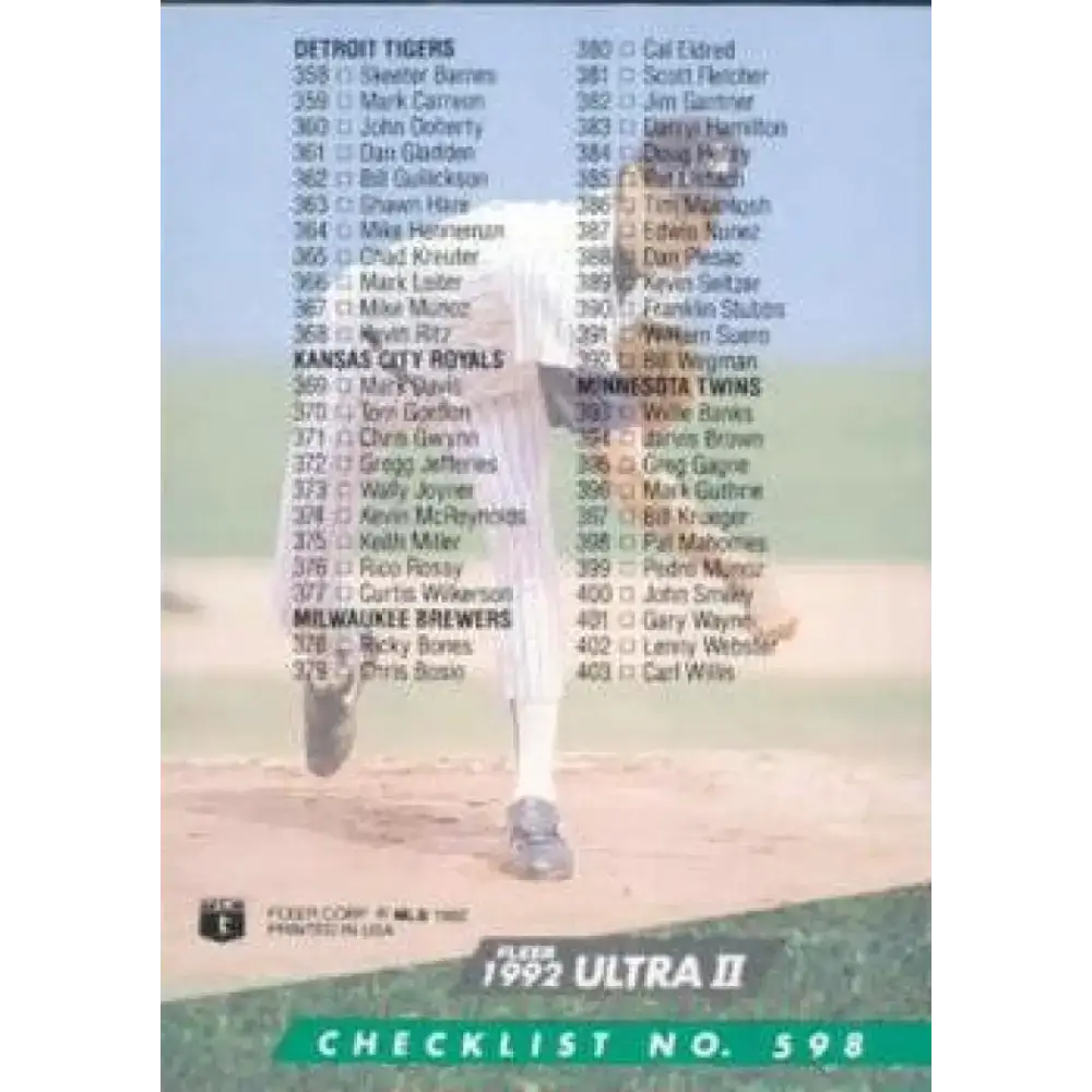 1992 Fleer Ultra #598 Scott Sanderson Checklist 301-400 NM-MT New York Yankees Baseball Card - Baseball Card Single