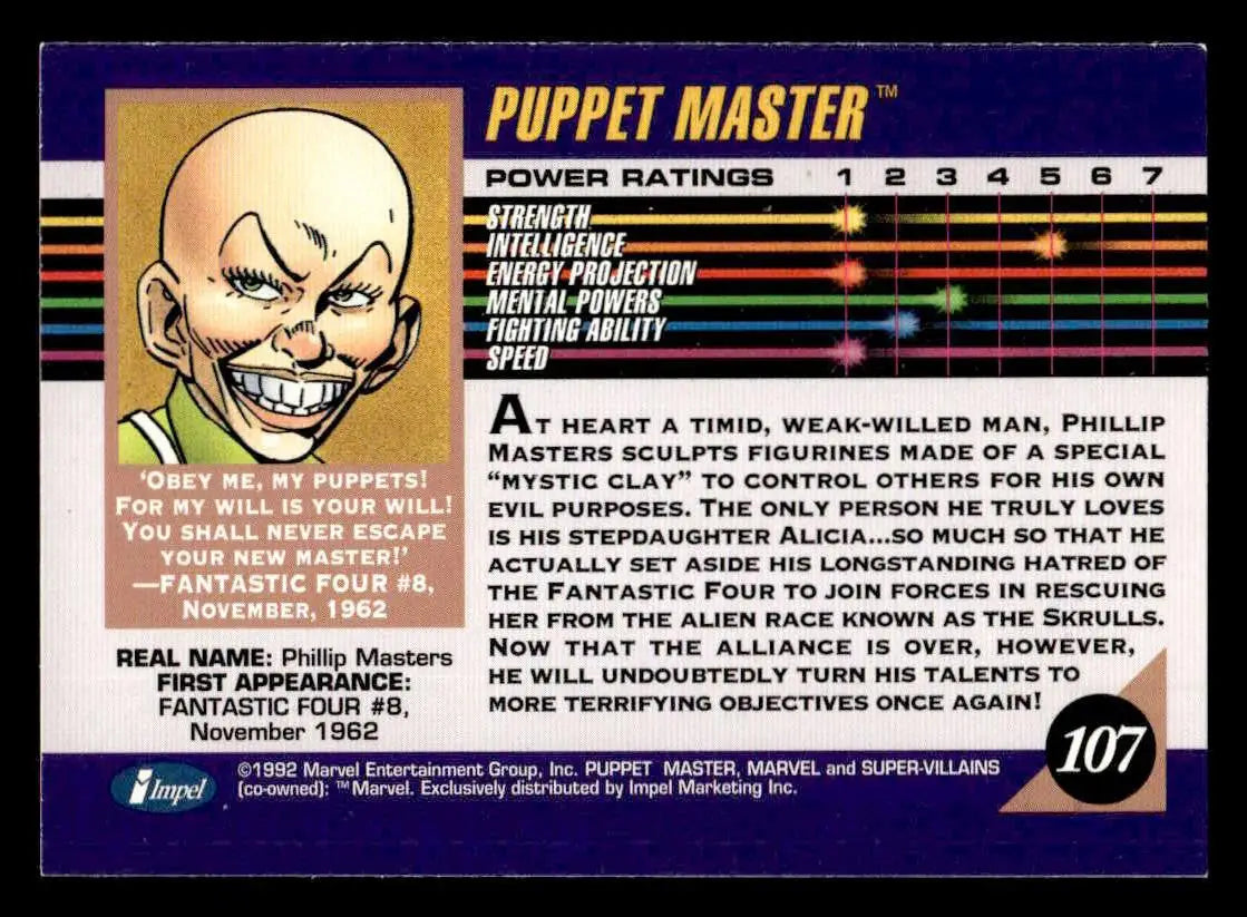 1992 Impel Marvel Universe #107 Puppet Master - Non-Sports Card Single