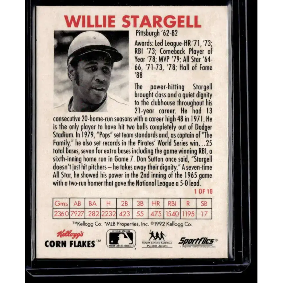 1992 Kellogg’s Frosted Flakes All Stars #NNO Willie Stargell NM-MT - Baseball Card Single