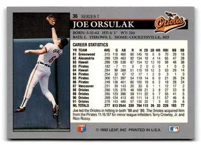 1992 Leaf #36a Joe Orsulak - Baseball Card Single