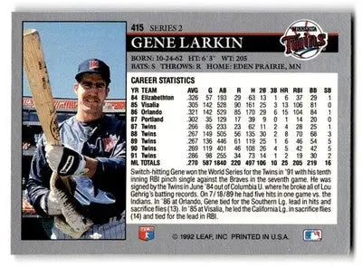 1992 Leaf #415 Gene Larkin - Baseball Card Single