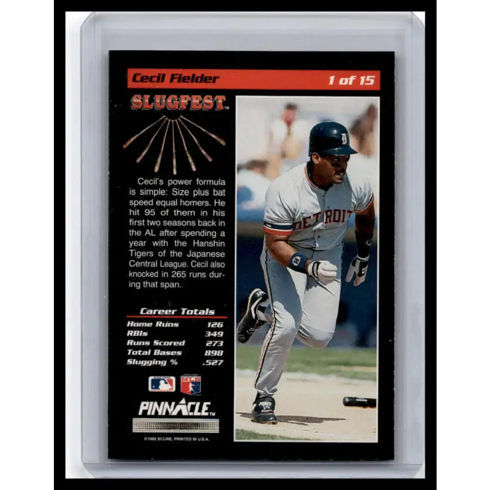 1992 Pinnacle #1 Cecil Fielder NM-MT Detroit Tigers Baseball Card - Baseball Card Single