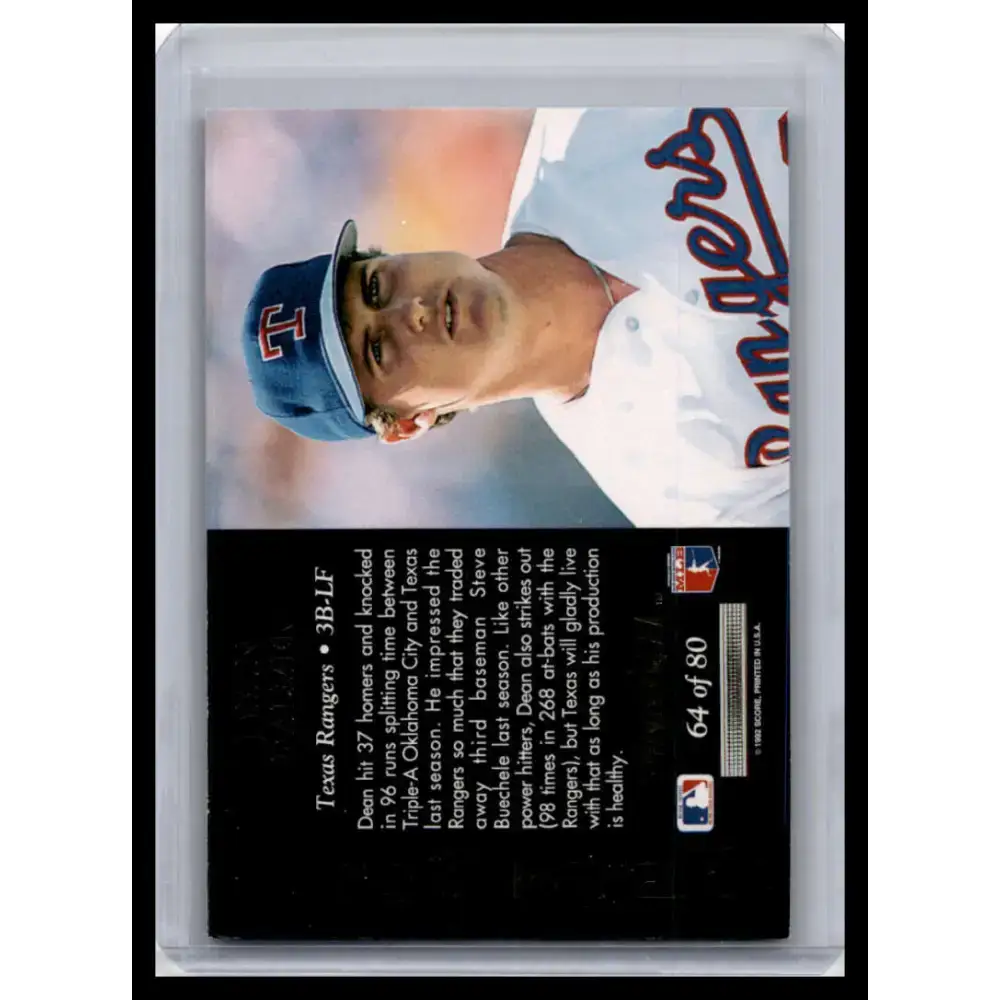 1992 Pinnacle #64 Dean Palmer NM-MT Texas Rangers Baseball Card - Baseball Card Single