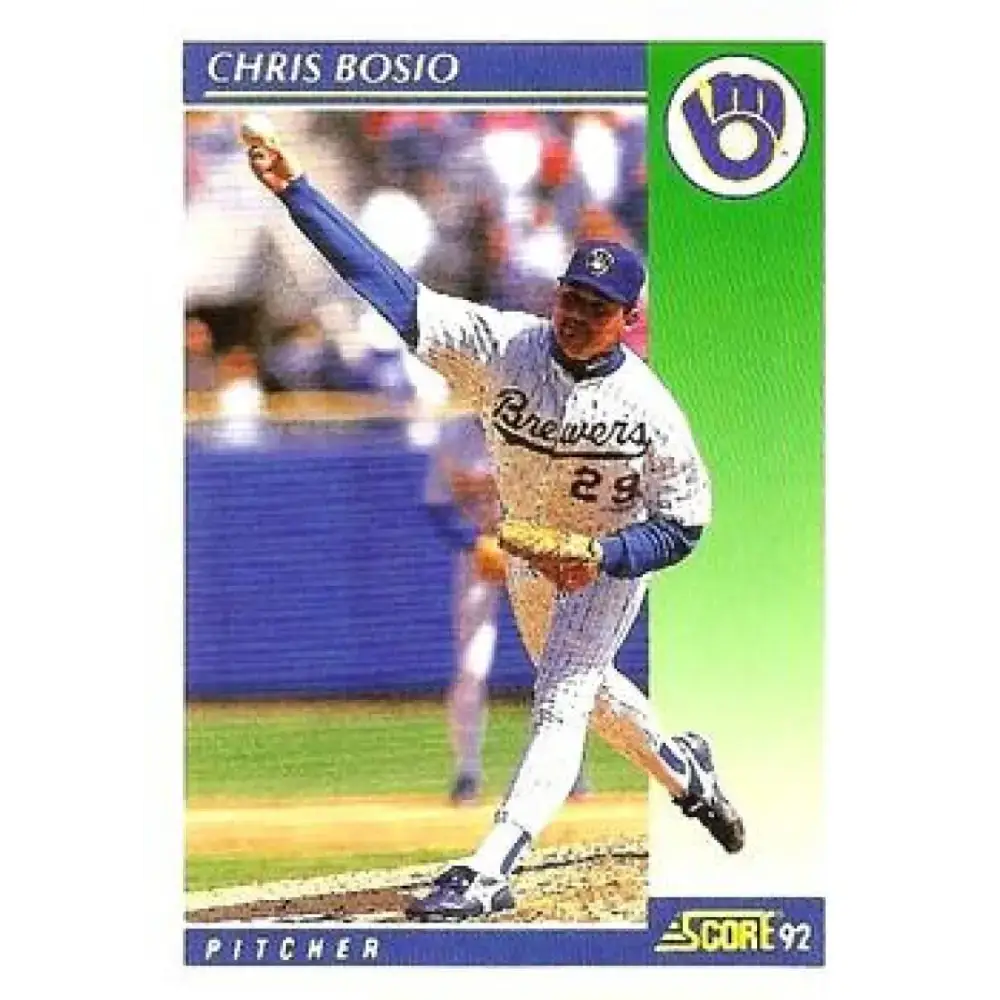 1992 Score #37 Chris Bosio NM-MT Milwaukee Brewers Baseball Card - Baseball Card Single
