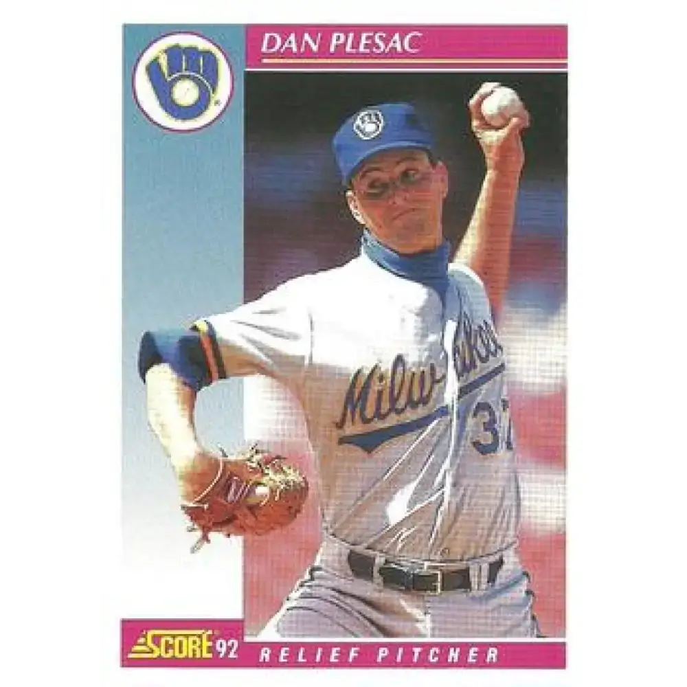 1992 Score #567 Dan Plesac NM-MT Milwaukee Brewers Baseball Card - Baseball Card Single