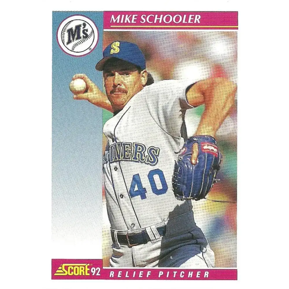 1992 Score #654 Mike Schooler NM-MT Seattle Mariners Baseball Card - Baseball Card Single