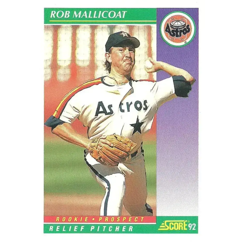1992 Score #819 Rob Mallicoat NM-MT Houston Astros Baseball Card - Baseball Card Single