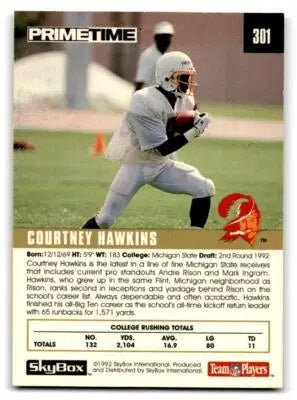 1992 SkyBox Prime Time #301 Courtney Hawkins - Football Card Single