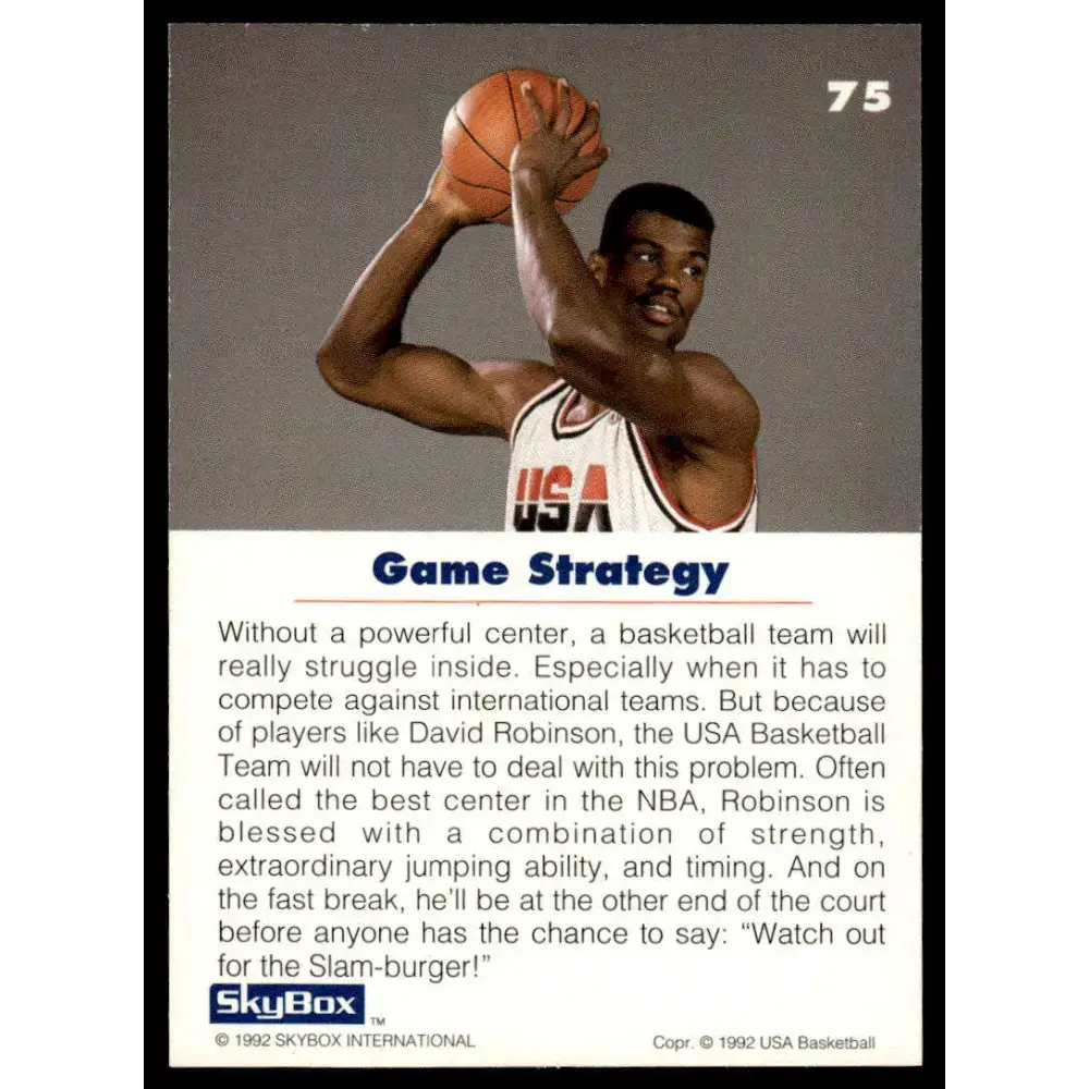 1992 SkyBox USA #75 David Robinson NM/MT USA Basketball Card - Basketball Card Single