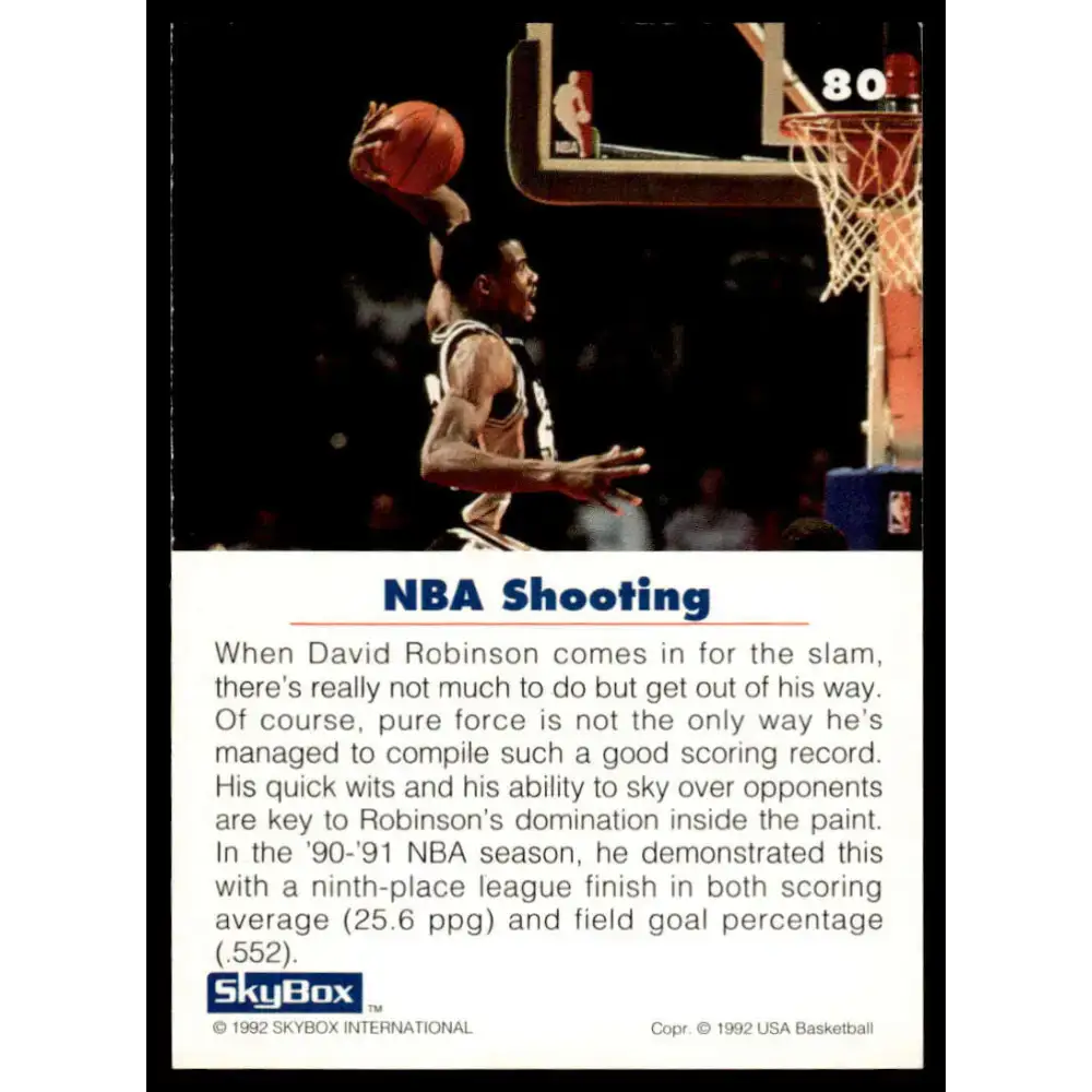 1992 SkyBox USA #80 David Robinson NM/MT USA Basketball Card - Basketball Card Single