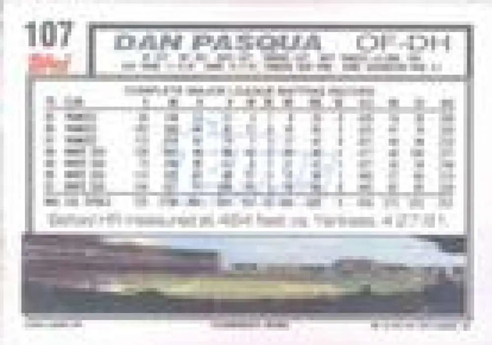 1992 Topps Micro #107 Dan Pasqua NM-MT Chicago White Sox Baseball Card - Baseball Card Single