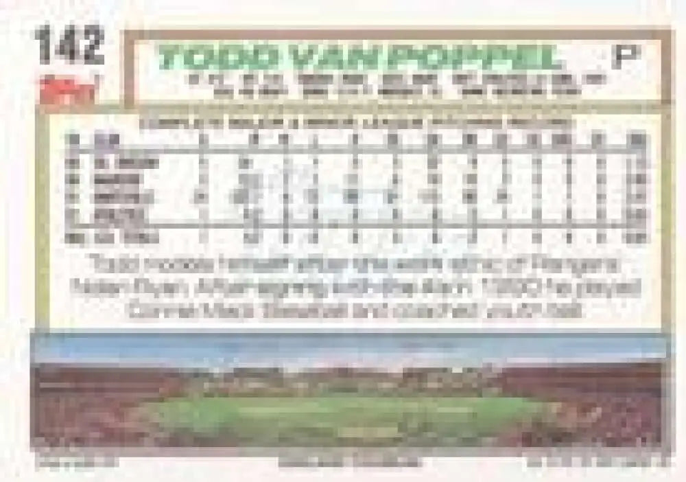 1992 Topps Micro #142 Todd Van Poppel NM-MT Oakland Athletics Baseball Card - Baseball Card Single