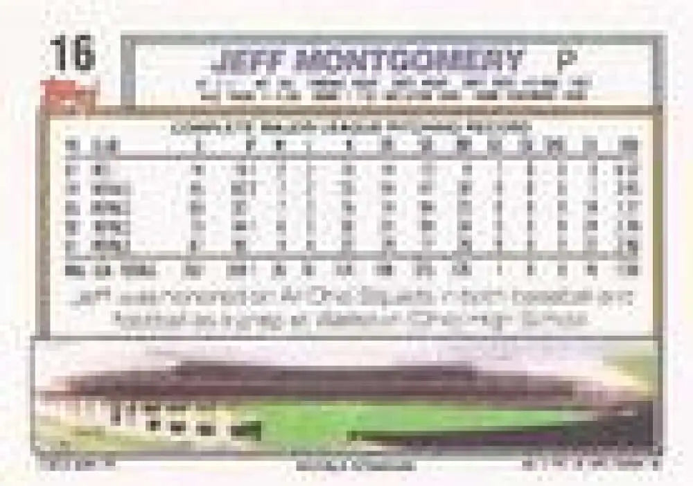 1992 Topps Micro #16 Jeff Montgomery NM-MT Kansas City Royals Baseball Card - Baseball Card Single