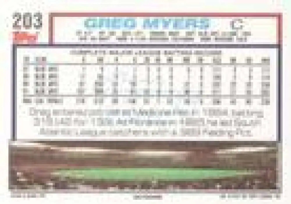 1992 Topps Micro #203 Greg Myers NM-MT Toronto Blue Jays Baseball Card - Baseball Card Single