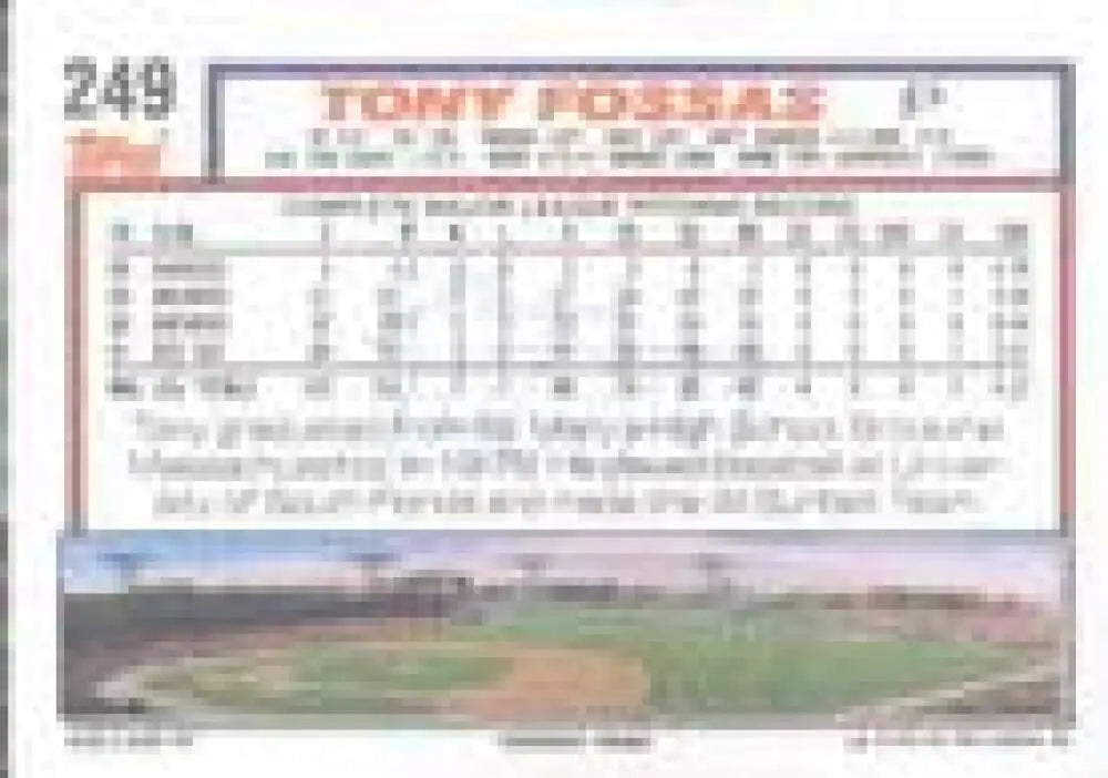 1992 Topps Micro #249 Tony Fossas NM-MT Boston Red Sox Baseball Card - Baseball Card Single