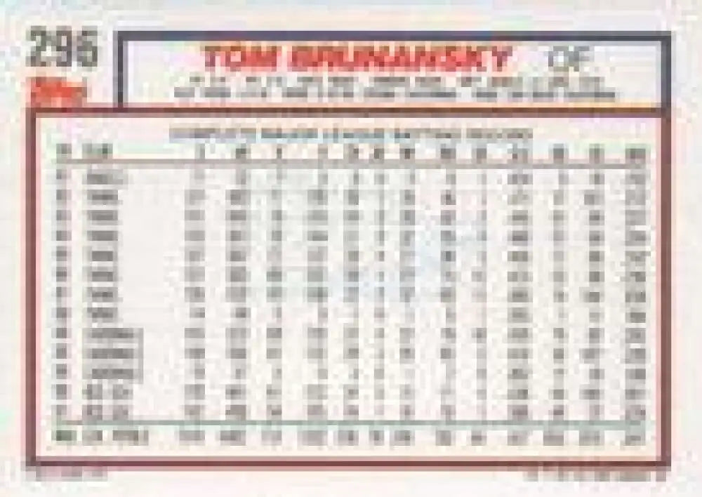 1992 Topps Micro #296 Tom Brunansky NM-MT Boston Red Sox Baseball Card - Baseball Card Single