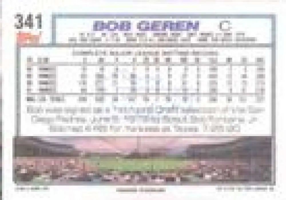 1992 Topps Micro #341 Bob Geren NM-MT New York Yankees Baseball Card - Baseball Card Single