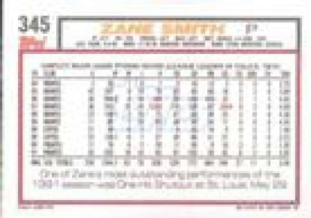 1992 Topps Micro #345 Zane Smith NM-MT Pittsburgh Pirates Baseball Card - Baseball Card Single