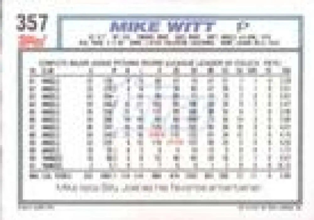 1992 Topps Micro #357 Mike Witt NM-MT New York Yankees Baseball Card - Baseball Card Single