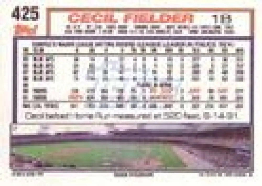 1992 Topps Micro #425 Cecil Fielder NM-MT Detroit Tigers Baseball Card - Baseball Card Single