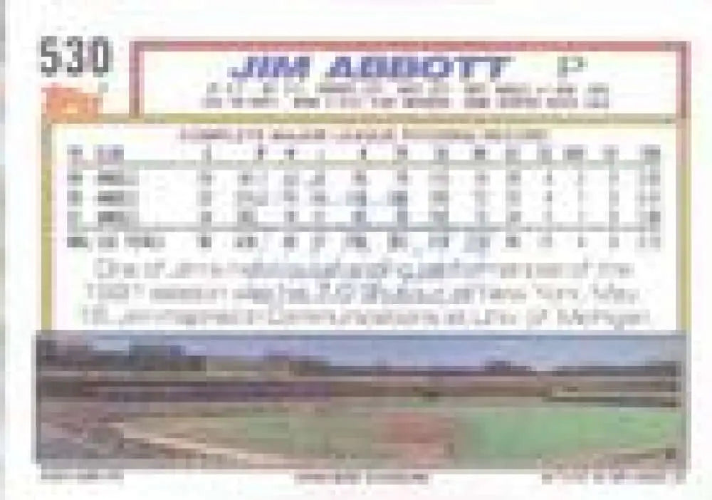 1992 Topps Micro #530 Jim Abbott NM-MT California Angels Baseball Card - Baseball Card Single