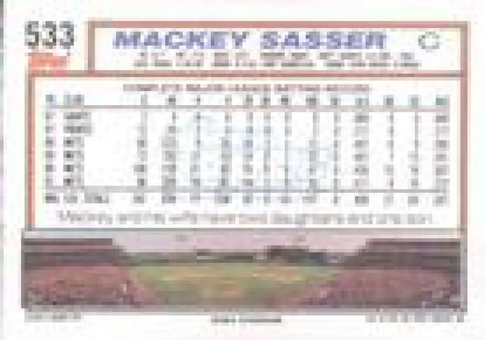 1992 Topps Micro #533 Mackey Sasser NM-MT New York Mets Baseball Card - Baseball Card Single