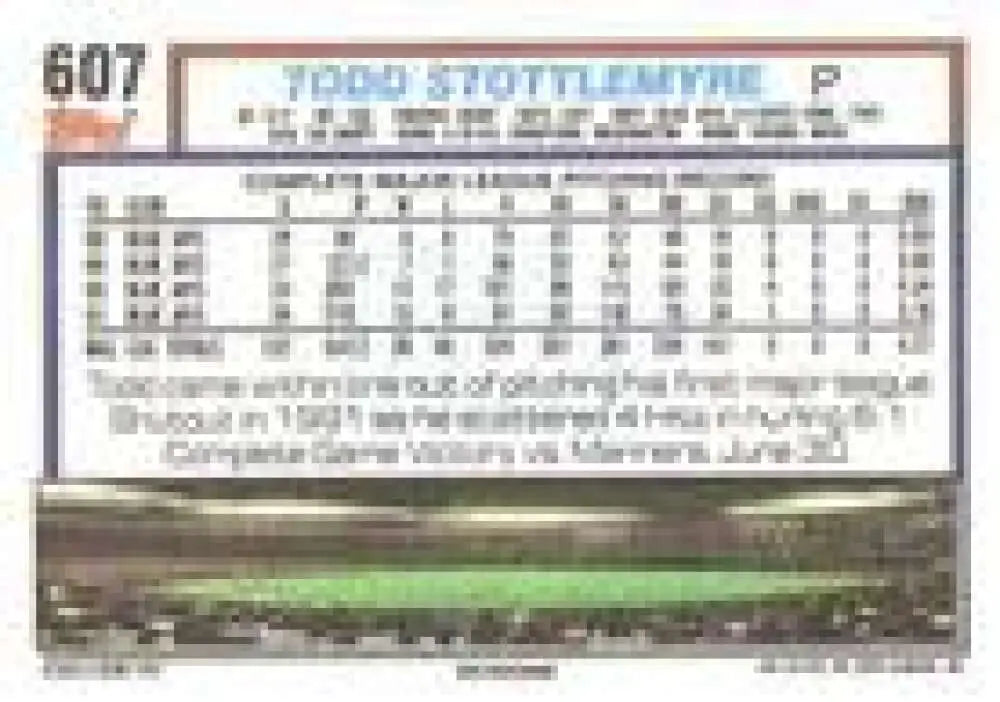 1992 Topps Micro #607 Todd Stottlemyre NM-MT Toronto Blue Jays Baseball Card - Baseball Card Single