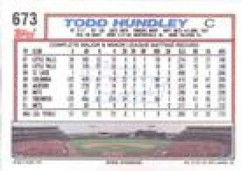 1992 Topps Micro #673 Todd Hundley NM-MT New York Mets Baseball Card - Baseball Card Single