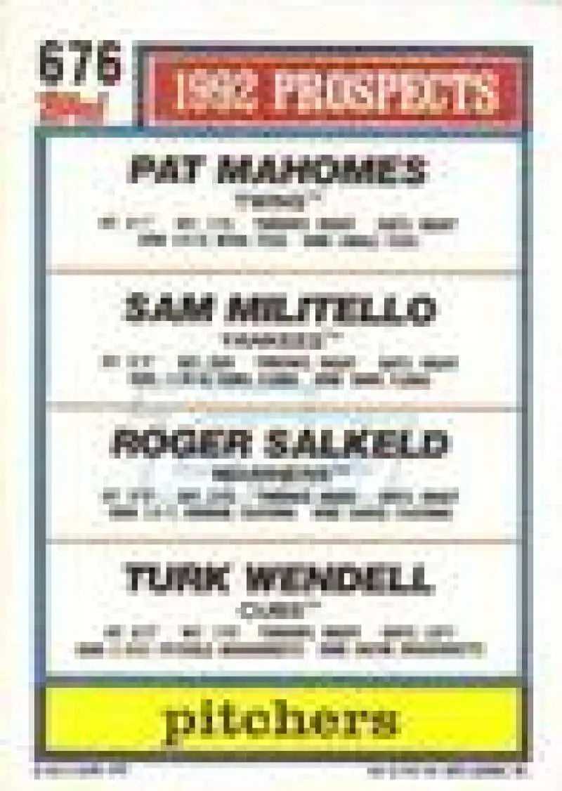 1992 Topps Micro #676 Pat Mahomes/Sam Militello/Roger Salkeld/Turk Wendell NM-MT RC Rookie Minnesota Twins/New York