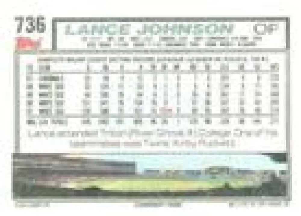 1992 Topps Micro #736 Lance Johnson NM-MT Chicago White Sox Baseball Card - Baseball Card Single