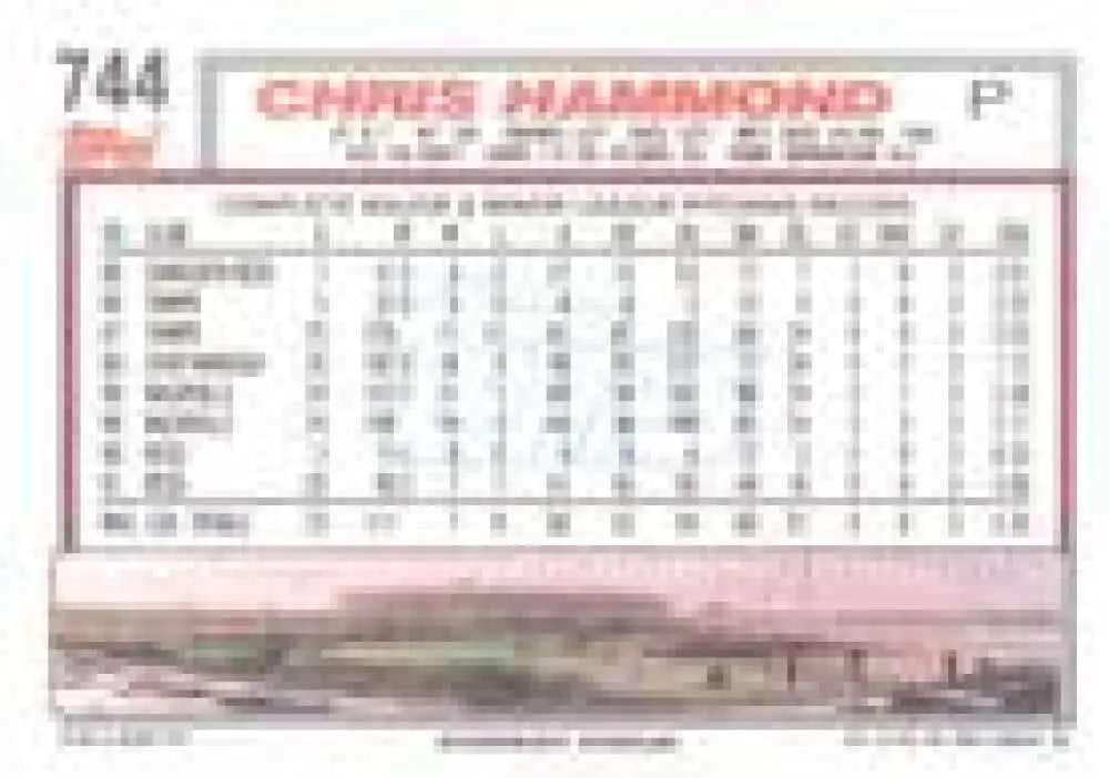 1992 Topps Micro #744 Chris Hammond NM-MT Cincinnati Reds Baseball Card - Baseball Card Single