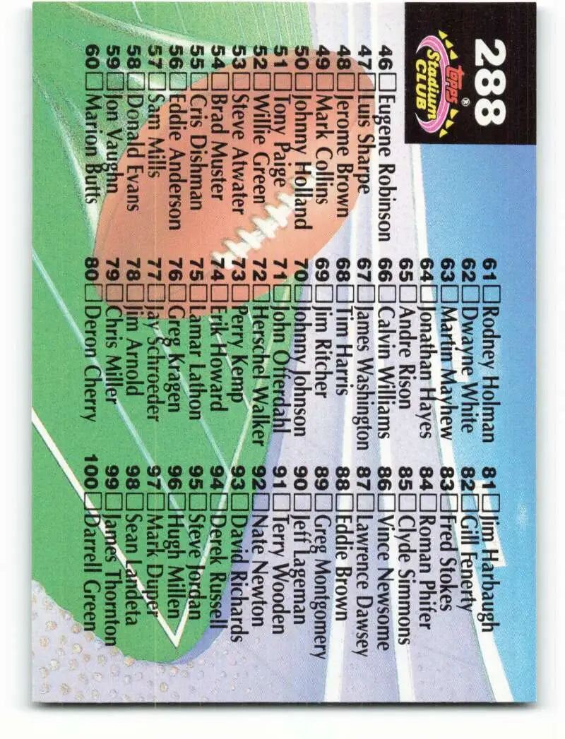 1992 Topps Stadium Club #288 Checklist 1-100 EX Excellent Football Card - Football Card Single