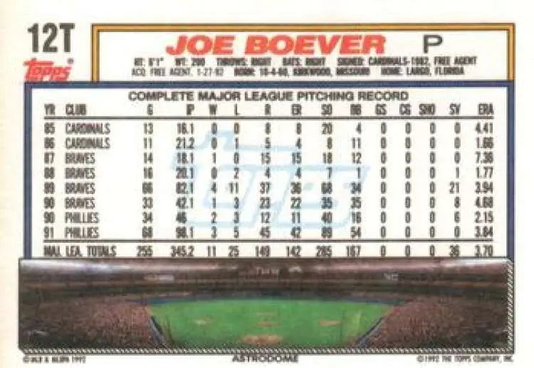 1992 Topps Traded #12T Joe Boever NM-MT Houston Astros Baseball Card - Baseball Card Single